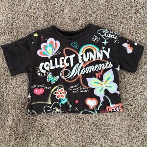 Zara Girl’s Graffiti Crop Top - Size 6